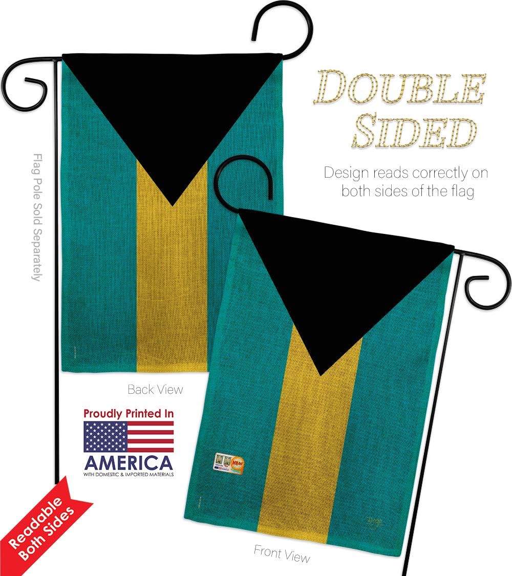 Bahamas Burlap Garden Flag Regional Nationality Nation International World Country Particular Area Small Decorative Gift Yard House Banner Double-Sided Made In USA 13 X 18.5