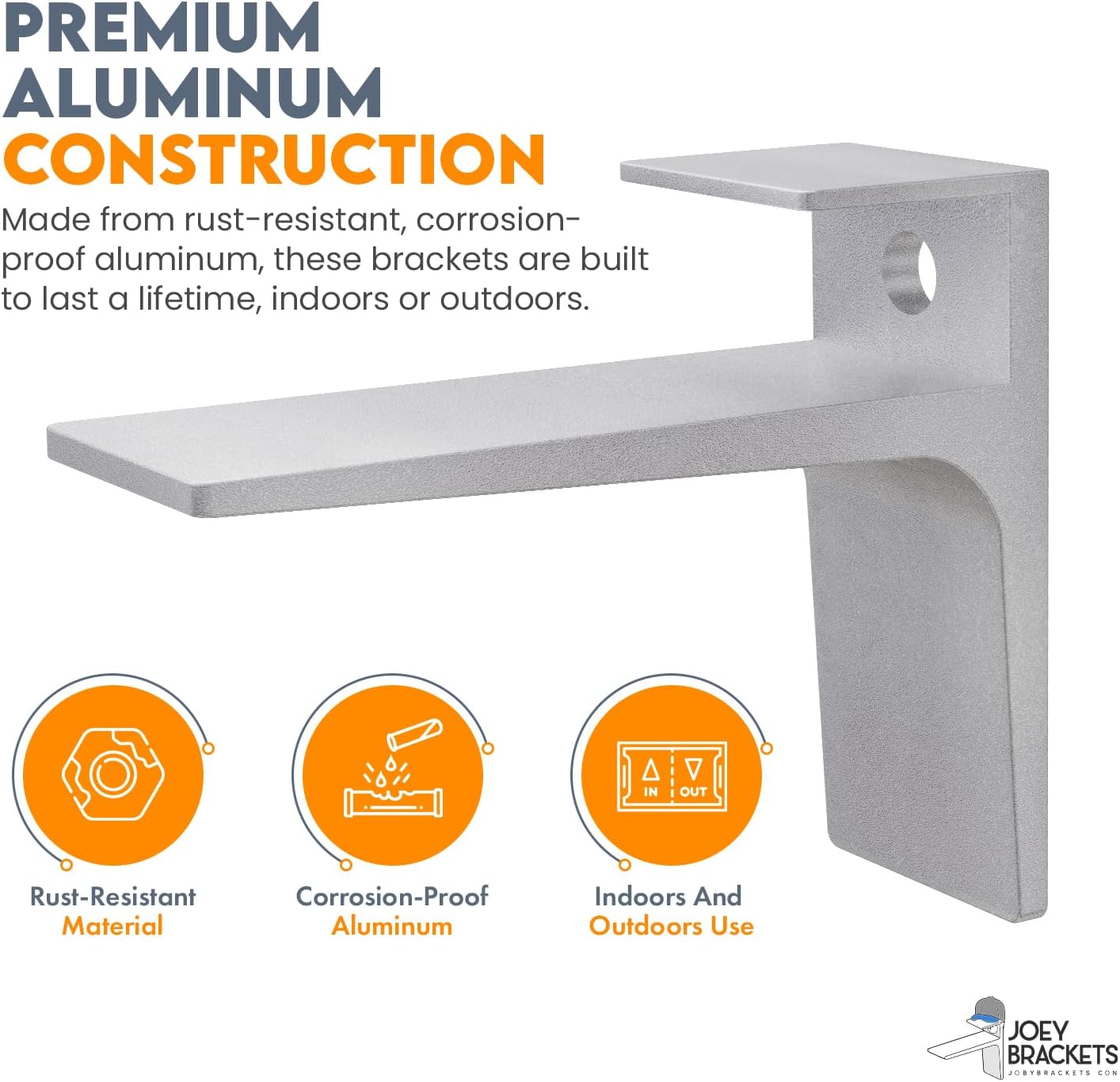 6 Aluminum Shelf Brackets for 3/4 " Finished Plywood. Heavy Duty Bracket Design Supports 200-300 lbs per 12" Wide Plywood Shelves. Bookshelf Brackets or Industrial Brackets