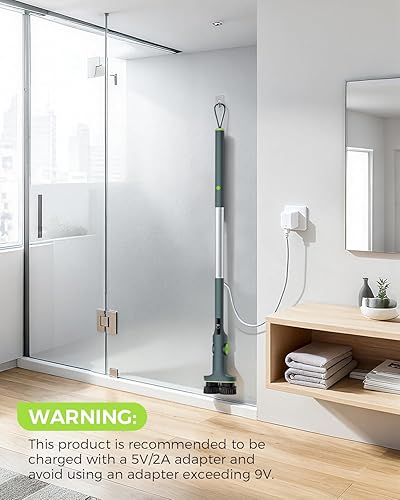 Miniatura 4 de Limpiador eléctrico giratorio inalámbrico de doble cepillo, IPX7, impermeable, para baño, mango extensible con pantalla digital, 2 velocidades, 6