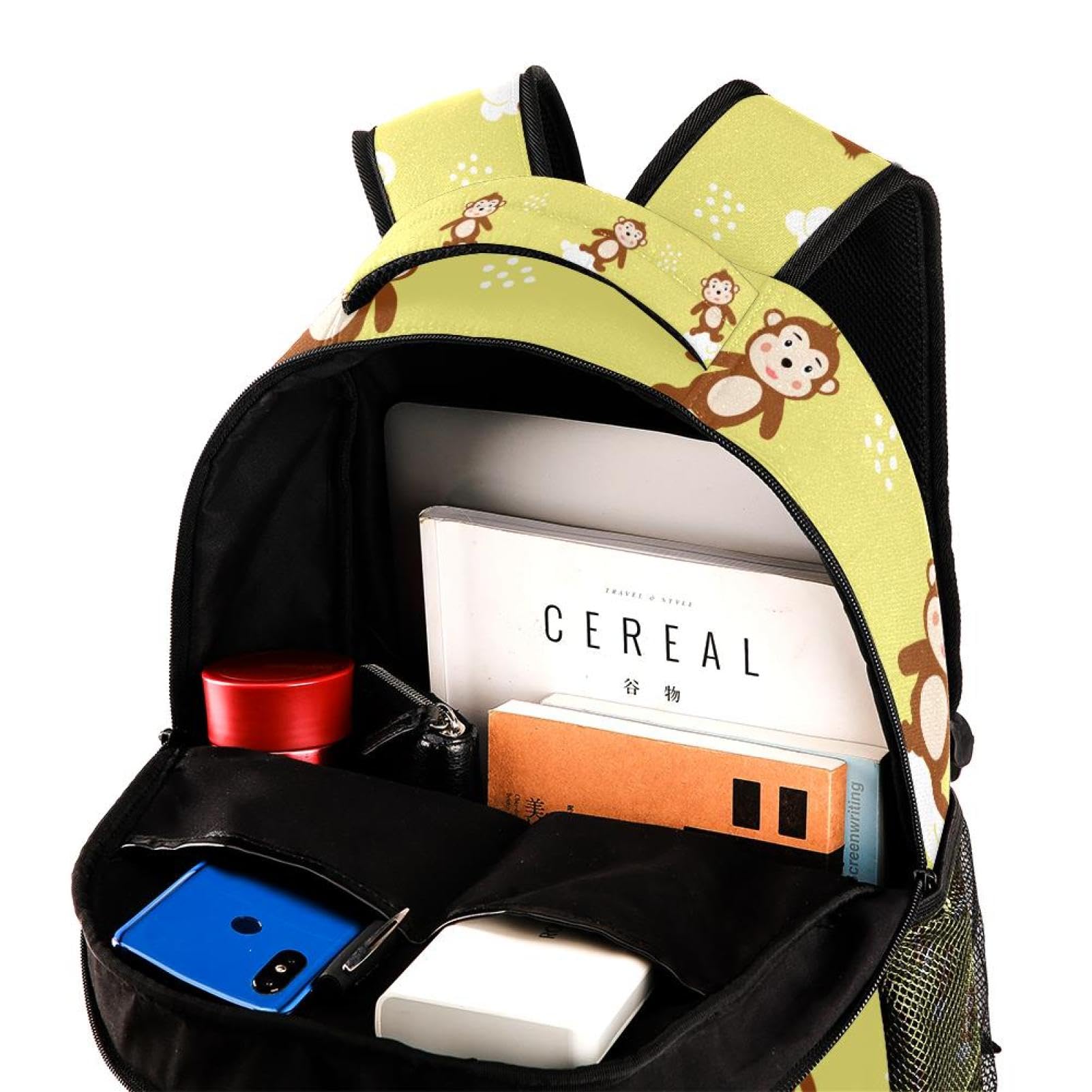 Zaino scolastico per uomini e donne, borsa da viaggio per computer portatile con scimmia, leggera, zaino casual per libri