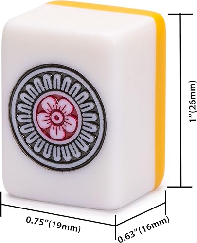 Miniatura 4 de Yellow Mountain Imports Juego japonés Riichi Mahjong  Azulejos de tamaño estándar blancos y amarillos  con azulejos de viento oriental juego de