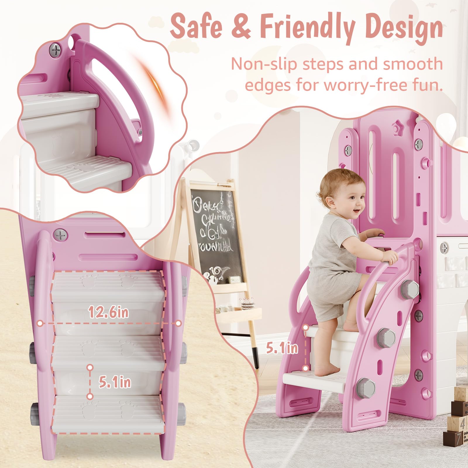 Suteck Glissoire 5 en 1 pour tout-petits, toboggan pour enfants avec grimpeur, maisonnette de jeu pour l'extérieur et Commentaires - Canada