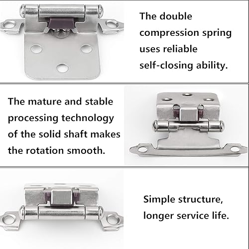 Miniatura 7 de goldenwarm SCH30SNB - 10 pares (20 unidades) de bisagras de gabinete de níquel cepillado de cierre lento, bisagras empotradas para puertas de