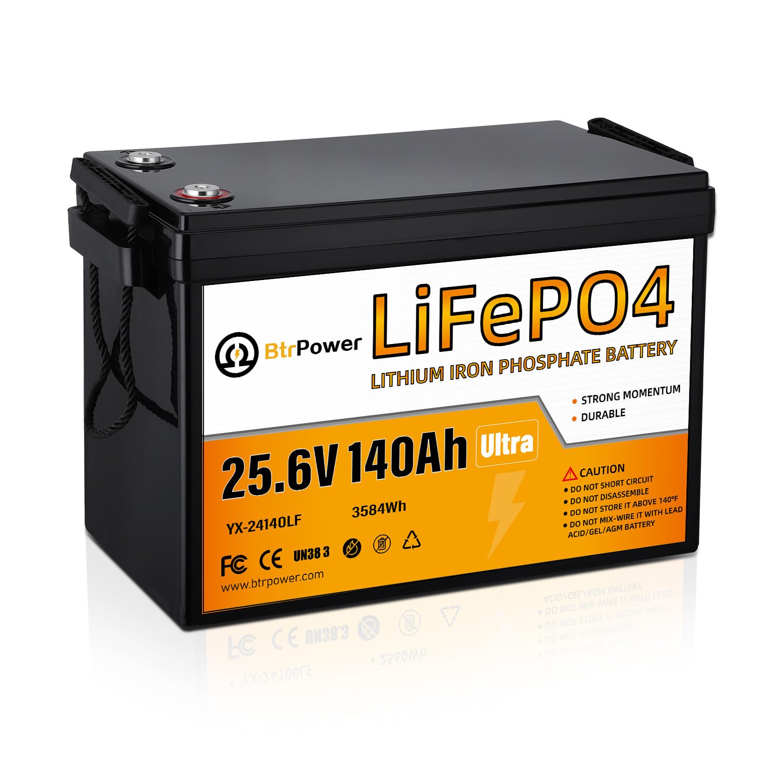 24V 140Ah Lithium Battery,Deep Cycle LiFePO4 Batteries with Max.3584Wh Energy Capacity,5000+ Deep Cycles,for Solar System Back-up Power,Off-grid Applications,RV,Trolling Motor etc.