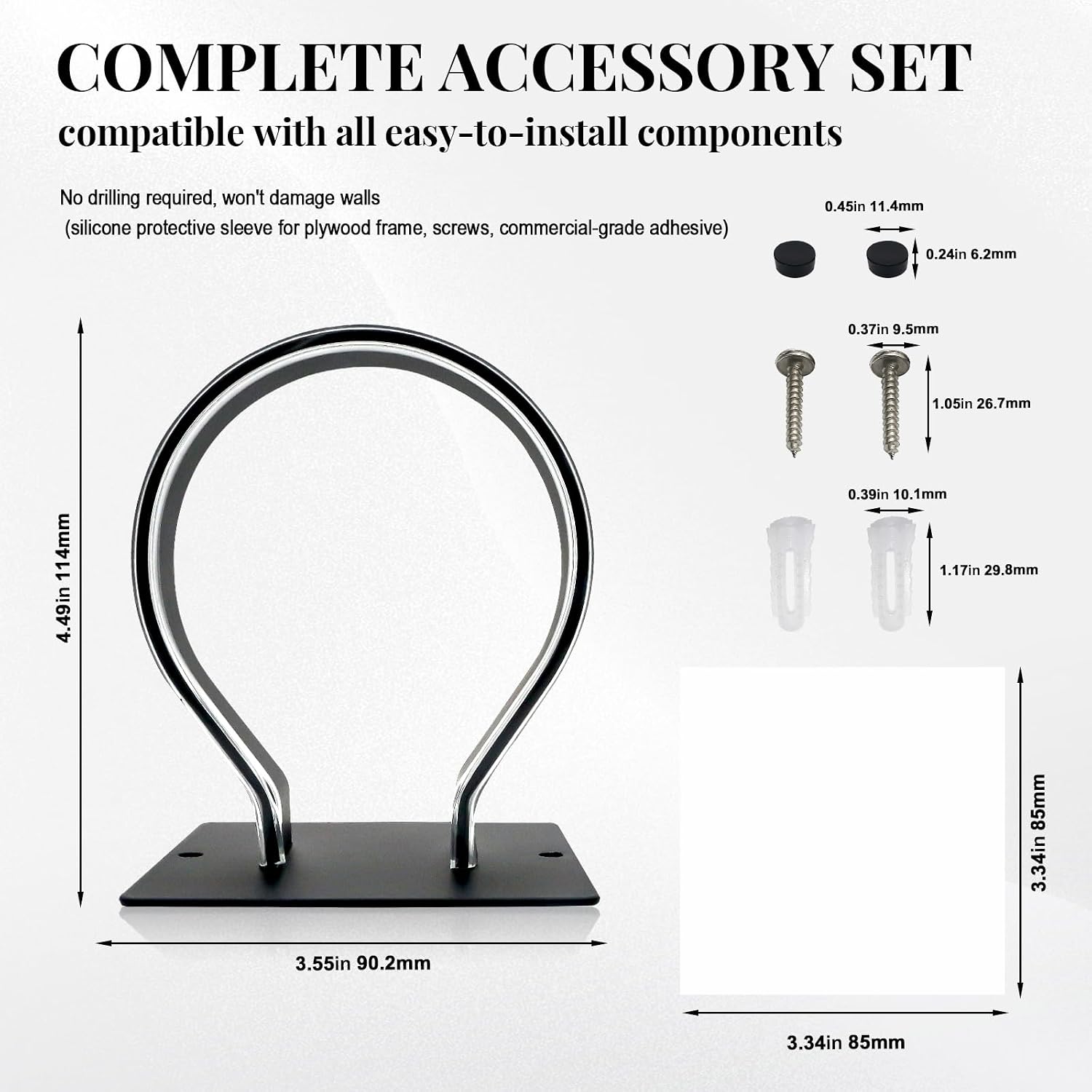 Blow Dryer Holder Wall Mounted, No-Drill Hair Dryer Holder for Bathroom Wall or Cabinet Door, Heat-Resistant Metal Organizer with Silicone Grip