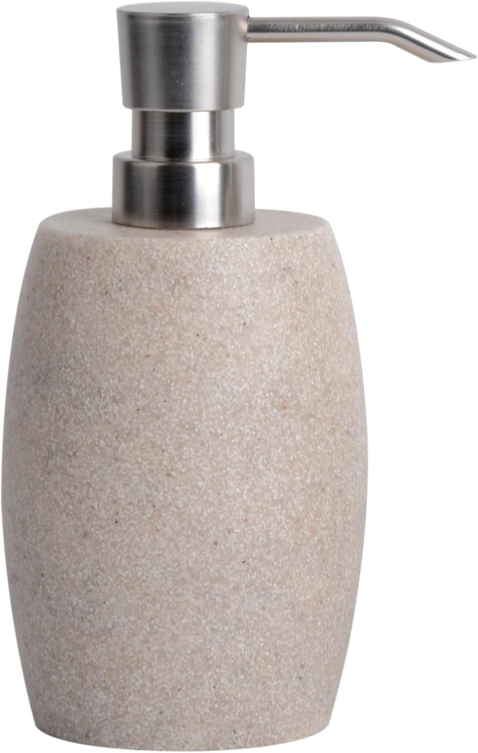 Dispensador de jabón de resina texturizada de piedra arenisca con bomba metálica y etiquetas de botellas impermeables para baño, cocina, lavar a