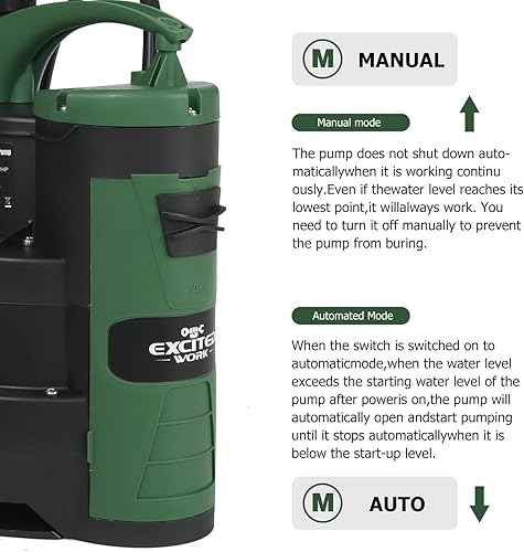 Miniatura 4 de Bomba de sumidero, bomba sumergible de agua limpiasucia de 1HP 3500 GPH con interruptor de flotador integrado y mango para piscina, estanque,