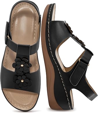 Alicegana Wedge Sandals for Women 2026 Comfortable Low Heel Dressy Summer Platform Ankle Strap Sandals for Beach Vacation