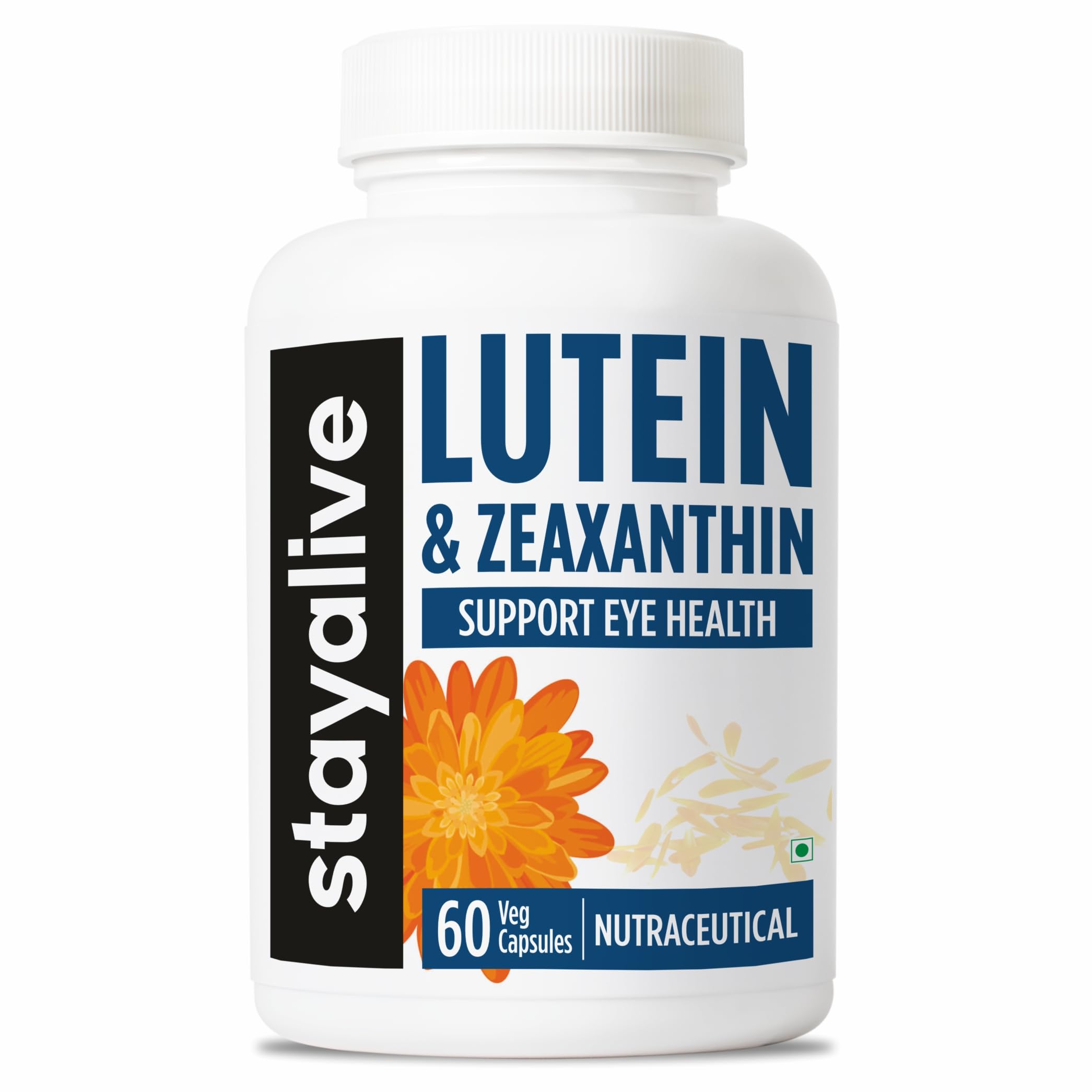 STAY ALIVE Lutein and Zeaxanthin Supplement | Eye Care Supplement & Vision Support | Helps Reduce Digital Eye Strain & Blue Light | Marigold Flower Extract | Non-GMO & Gluten-Free | 60 Capsules