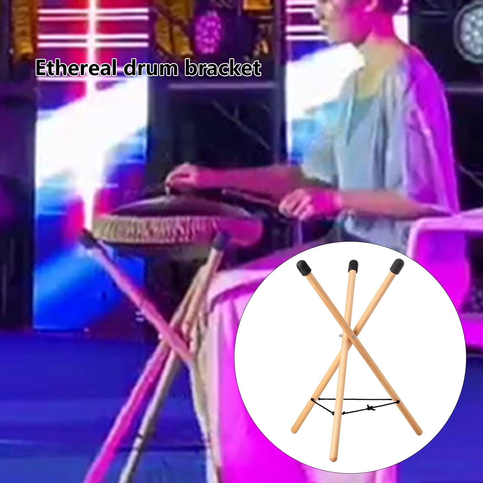 Soporte Para Tambor Handpan - Soporte Para Tambor De Lengüeta De Acero Ajustable | Soporte Portátil Para Trampa, Estructura Sólida De Trípode, Soporte De Tambor Antideslizante Resistente De Madera Par