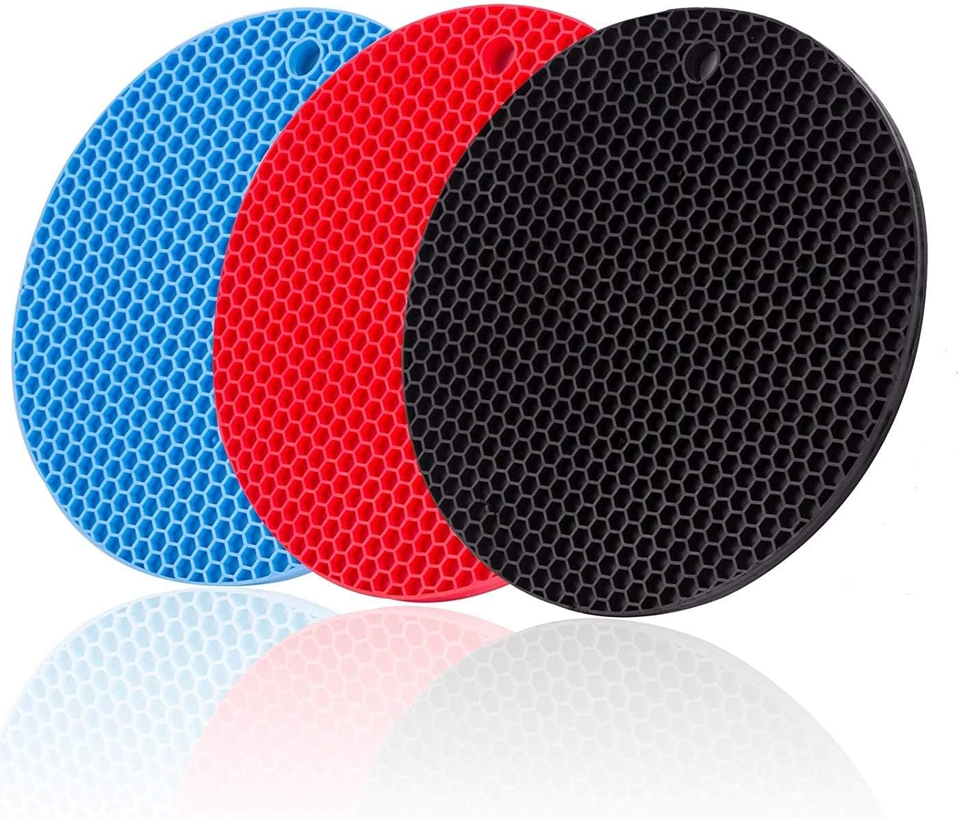 INKULTURE 3 Piece Silicone Pot Holder, Trivet Mats for Hot Dishes, Heat Resistant Pads Multipurpose, Multicolor, Non-Slip, Flexible & Durable, Food Safe Jar Opener Gripper