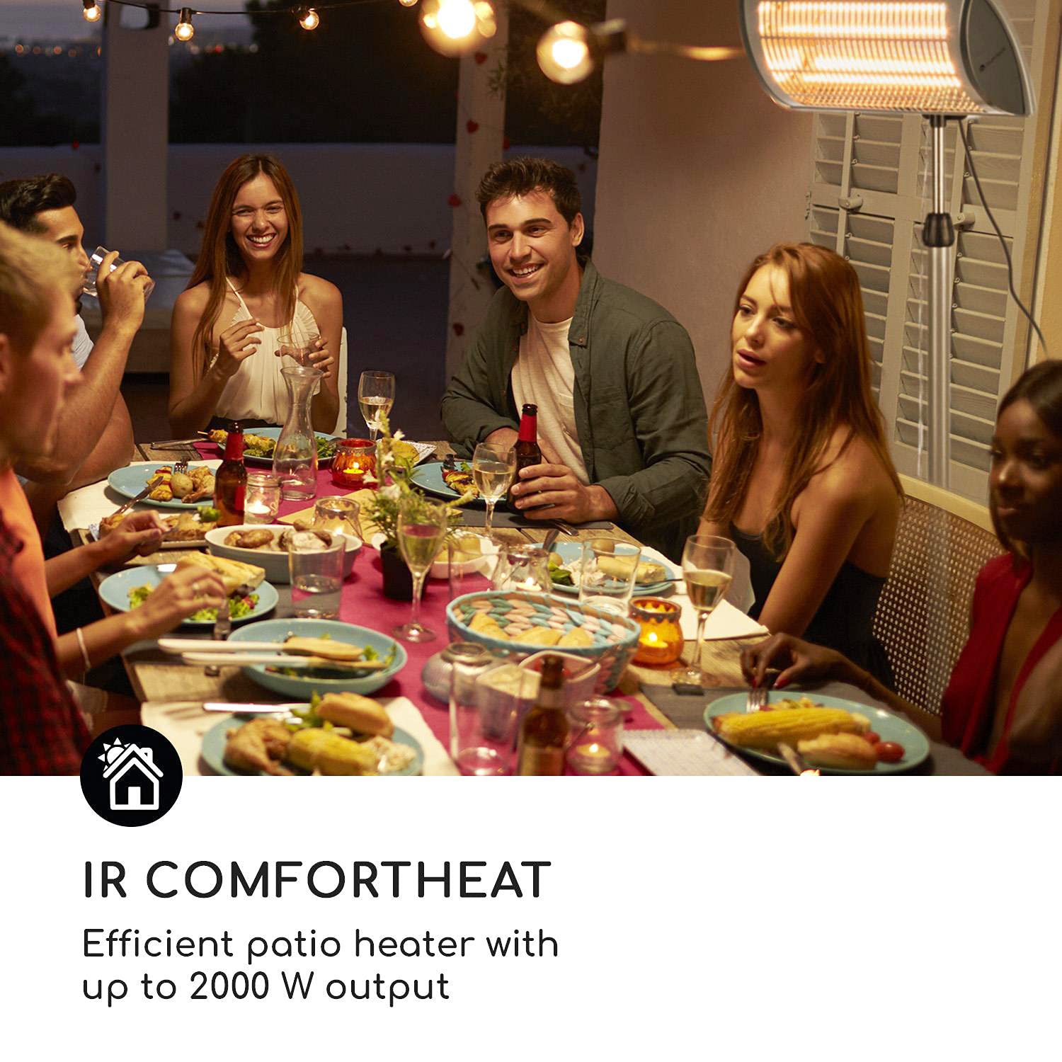 Blumfeldt Heat Guard Focus - Calefactor Exterior Infrarrojos, Resistente Intemperie, Eléctrico, Estufa de Infrarrojos, 1000-2000W, Gris Claro