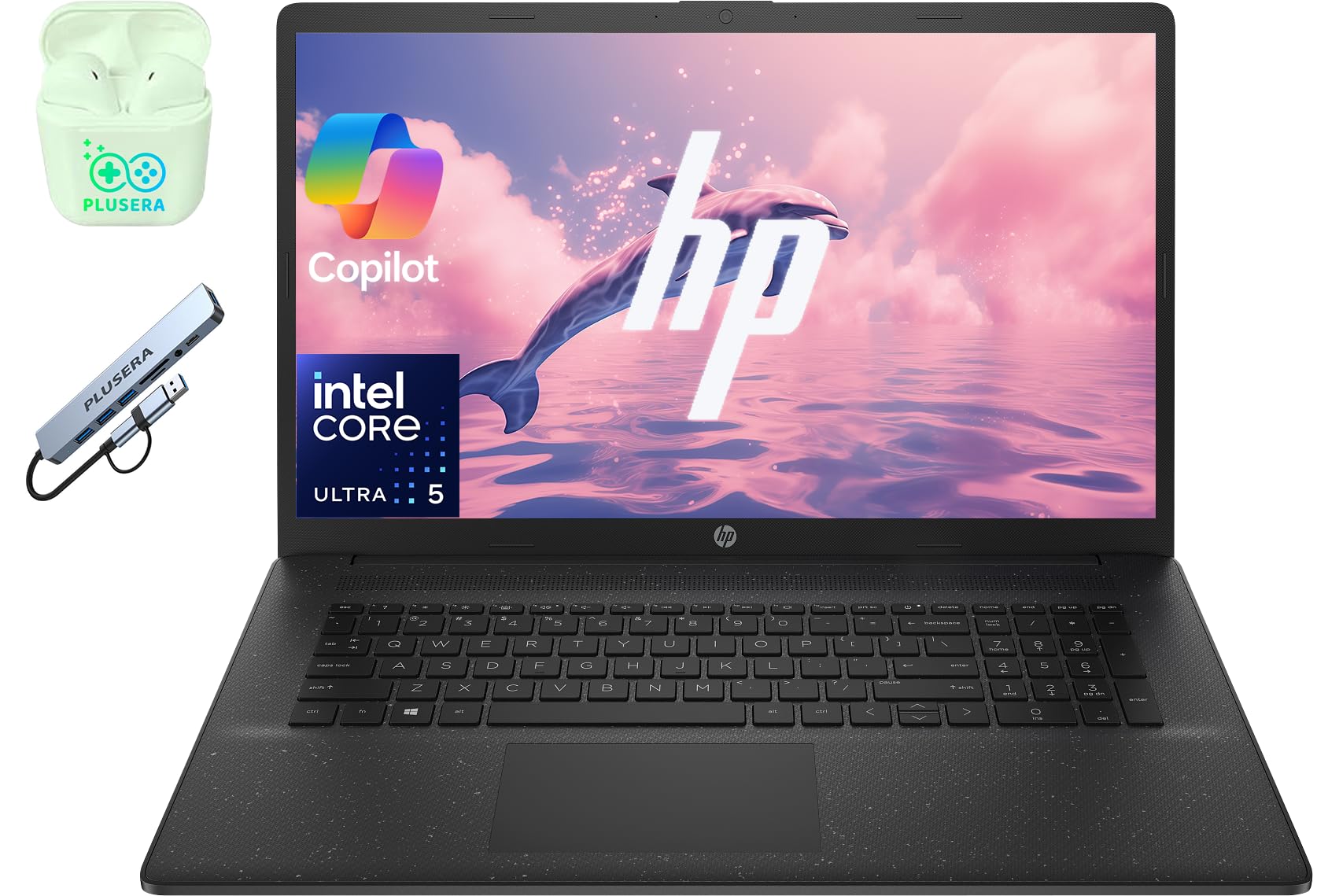 HP 17.3" Business Laptop Computer, 12-Core Intel Core Ultra 5 225U Processor, Windows 11 Pro, AI Copilot (Black, 8GB RAM | 256GB SSD)