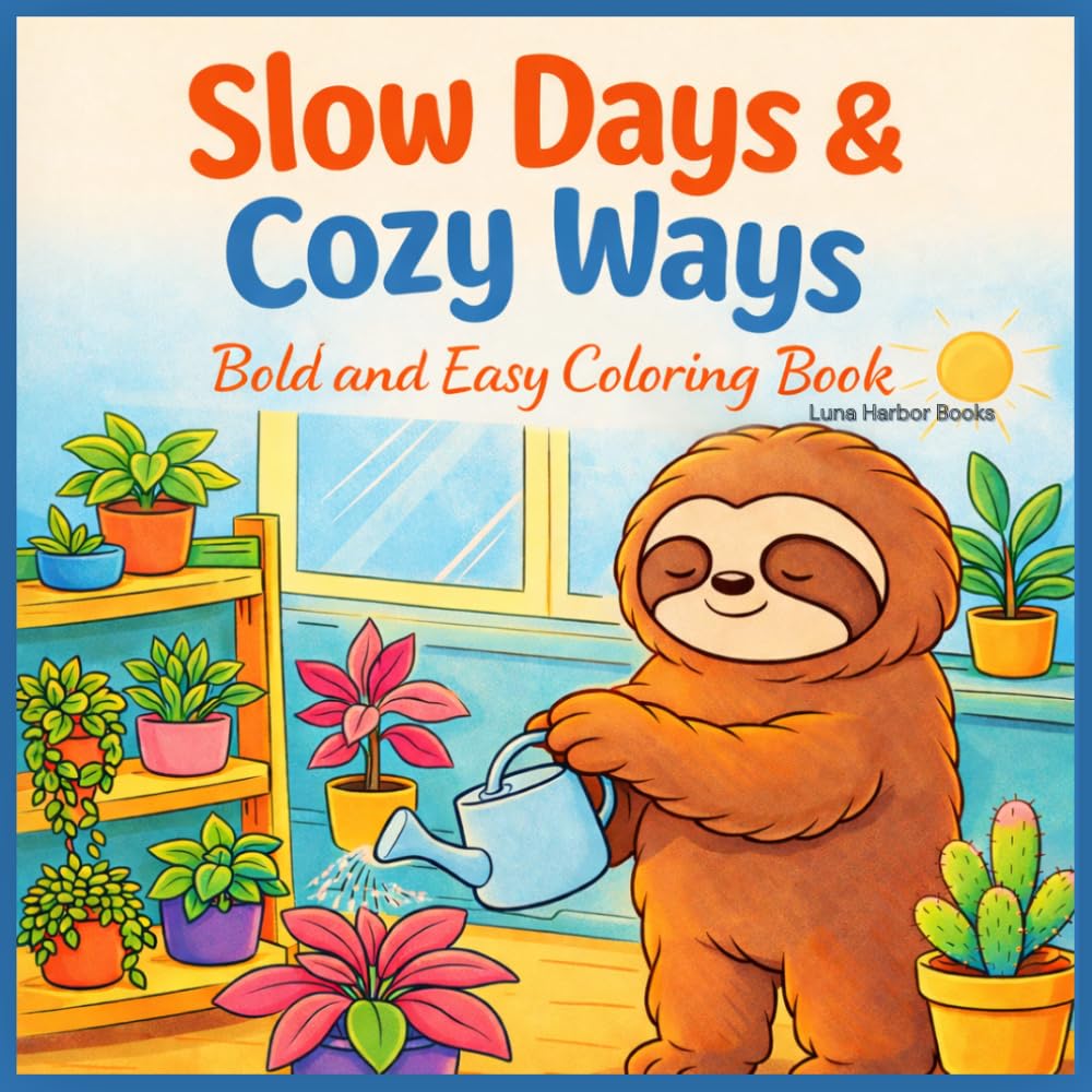 Slow Days & Cozy Ways: A Relaxing Sloth Coloring Book for Calm Moments and Gentle Living