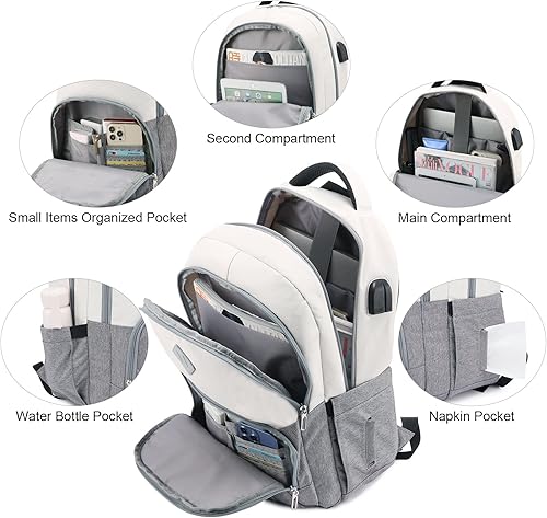 Miniatura 4 de LOVEVOOK Mochila para laptop para mujeres y hombres, bolsa clásica para laptop con compartimento para computadora portátil para viajes de trabajo,