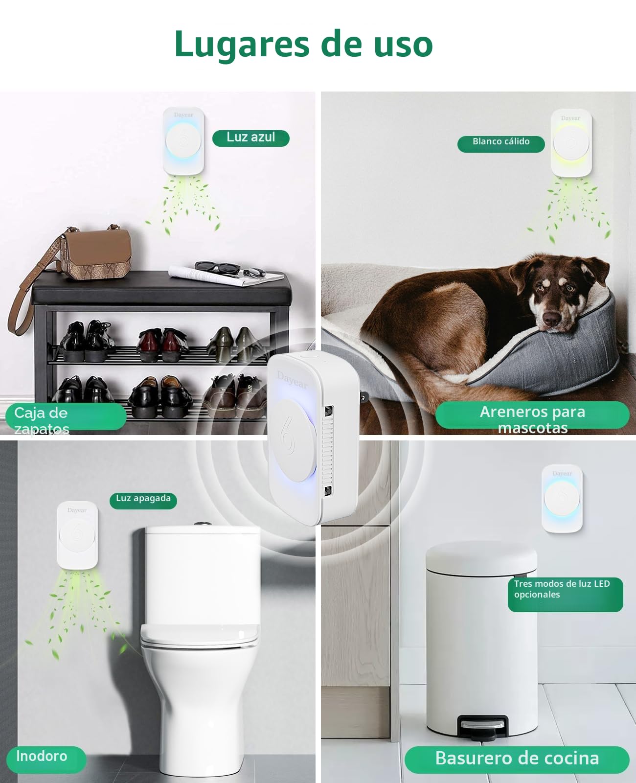 Purificador de Aire, Dayear Plug in Purificador de Aire de Iones Negativos,3 modos de luz Led, Mini Air Purifier para Dormitorio/Casa/Sala de Estar/Sala de Mascotas/3Pcs
