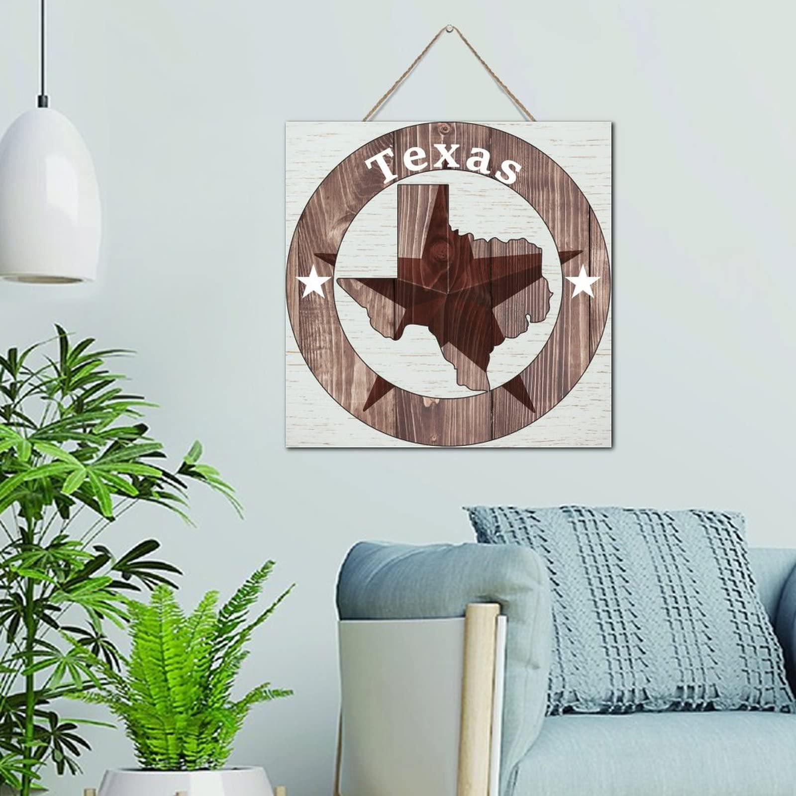 Plaque en bois Texas Lone Star Home Map déco murale cuisine 30,5 cm