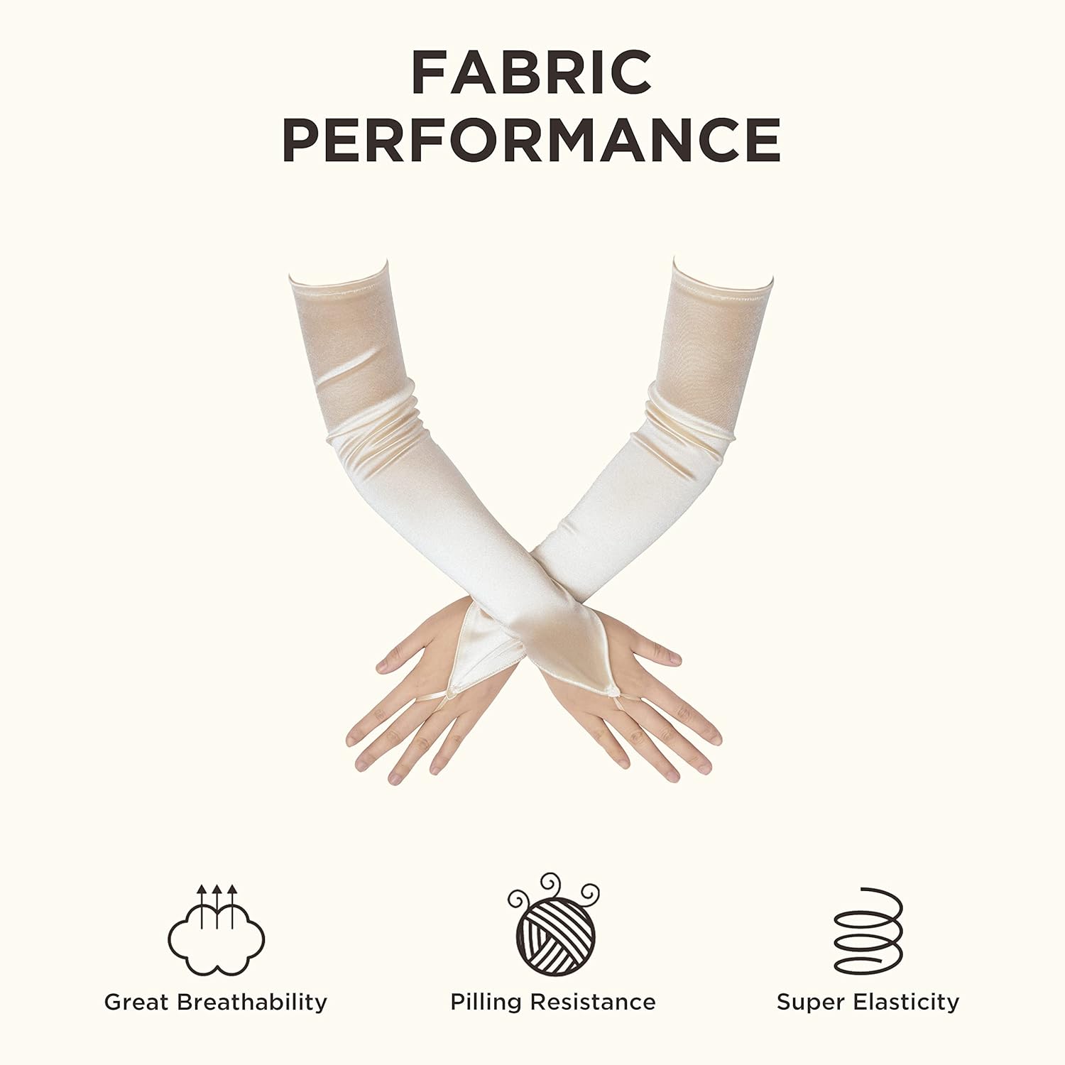 BABEYOND Long Opera Party 20s Satin Gloves Stretchy Adult Size Elbow Length - Image 4