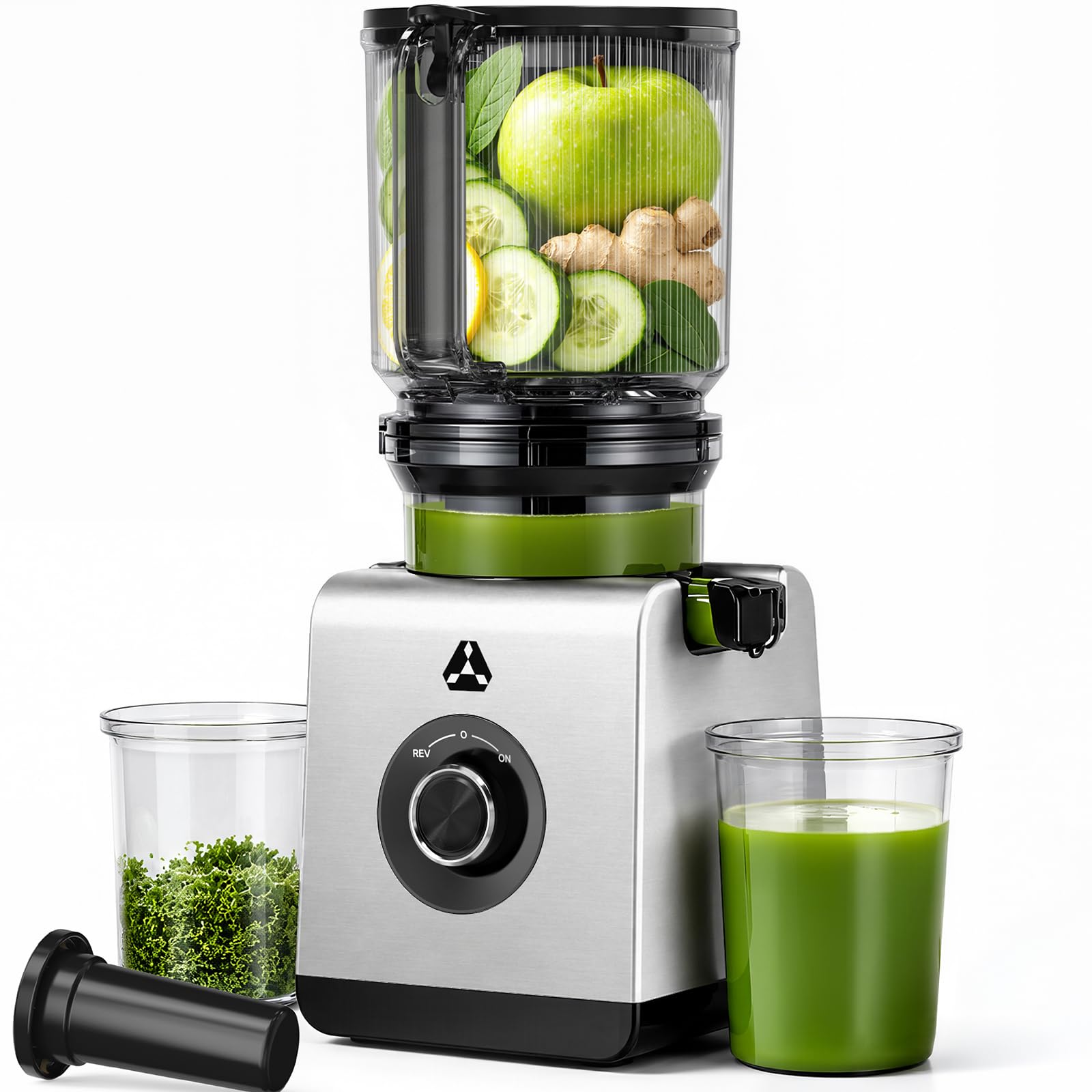 AAOBOSI Cold Press Juicer, 6.6" Wide Feed Chute, 3-in-1 Slow Juicer
