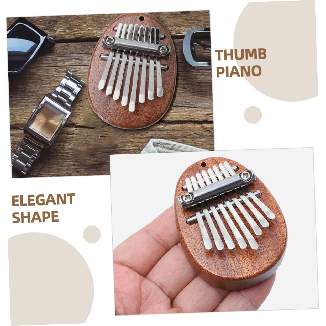 COSMEVIVI Stainless Steel Solid Wood 8 Key Thumb Piano Portable Mini Kalimba Ideal for Piano Training and Music Lovers