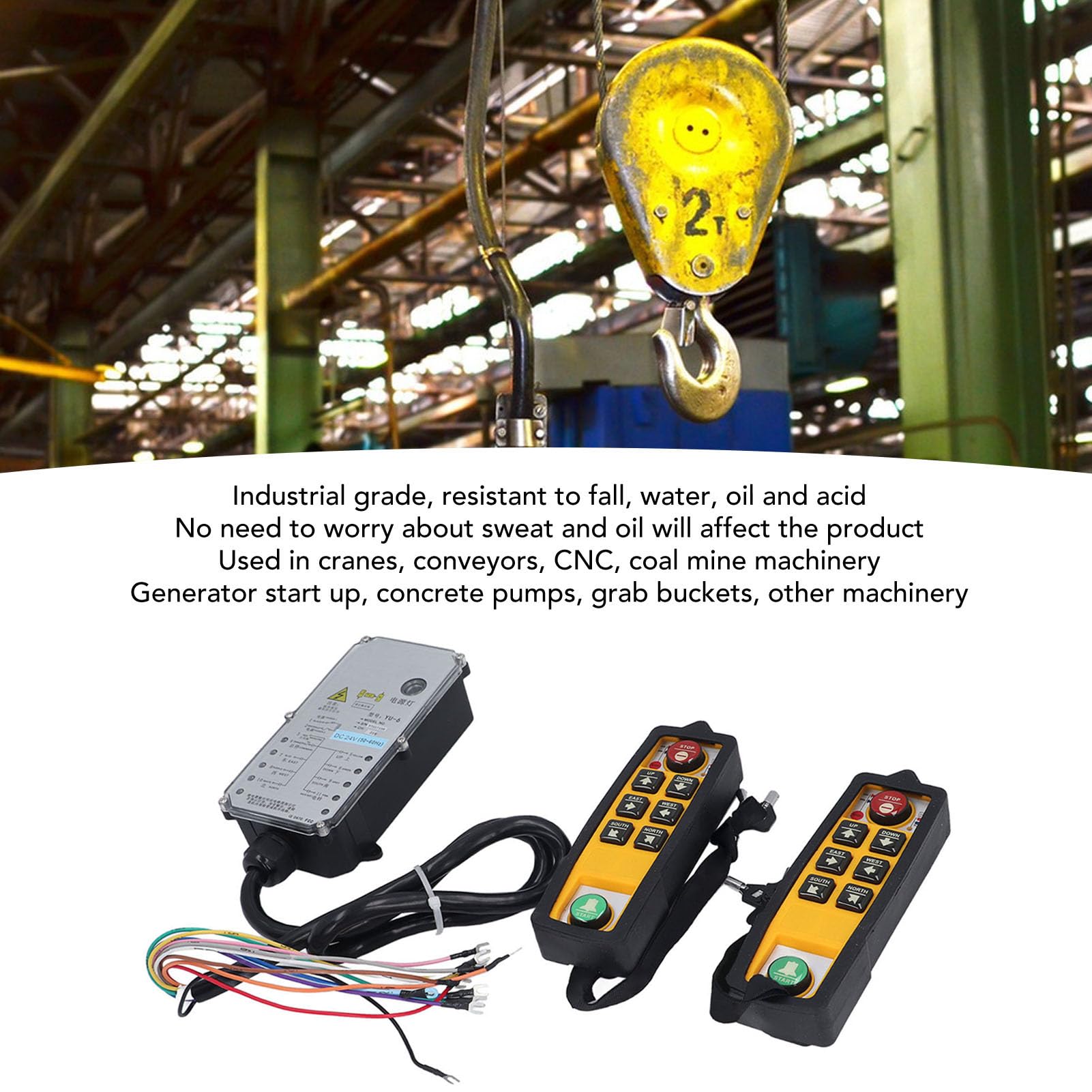 Telecomando Wireless Per Gru Industriale - Portata 100m, IP68, Con Pulsante Emergenza, 24V CC - Foto 7