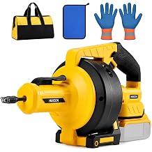 Cordless Drain Snake Auger Compatible with DEWALT 20V Battery, 610 RPM Electric Drain Auger with 25FT Replaceable Cable for Kitchen, Toilet, RV & Bathtub & Sewer Pipe Tool Only