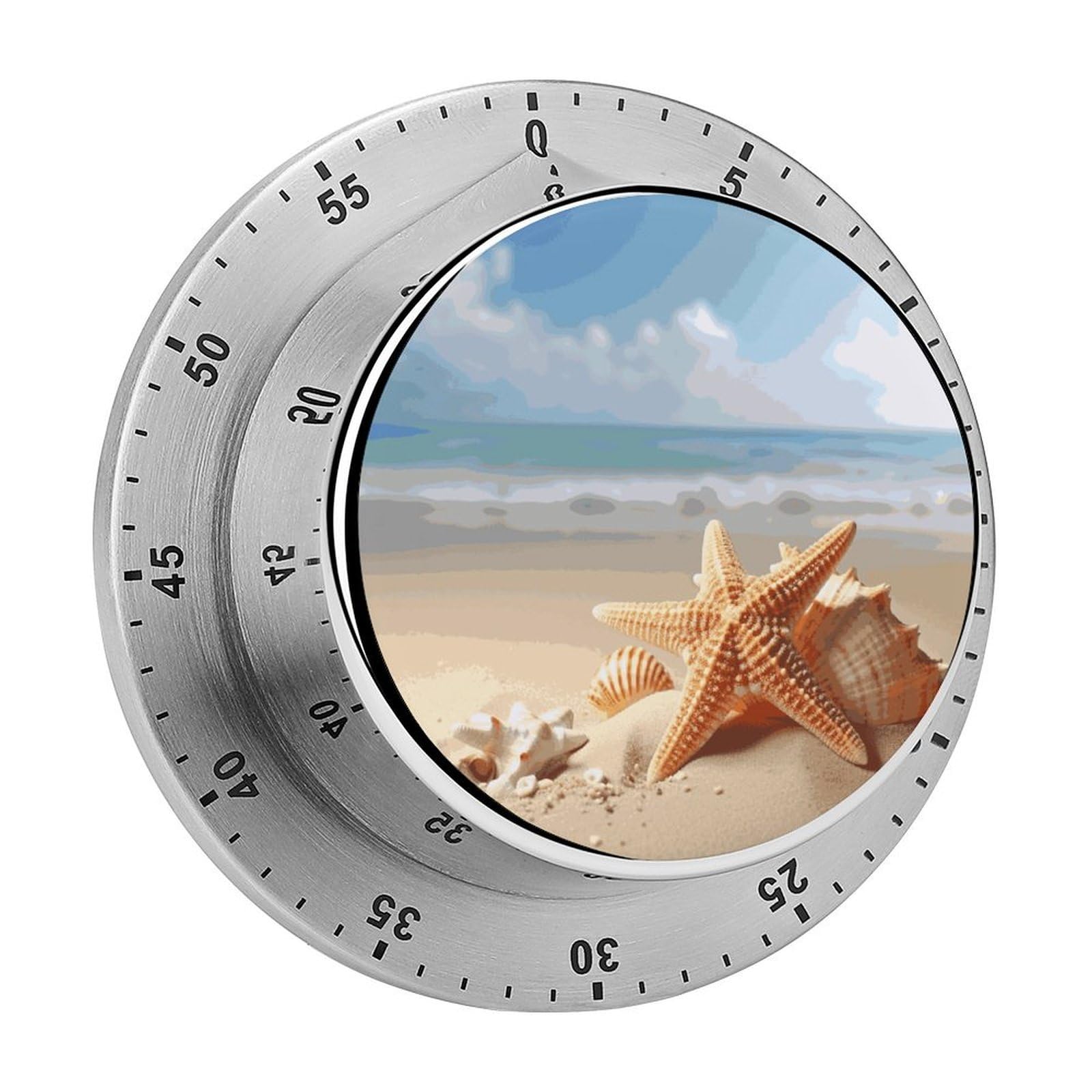 Adfgyerh Style Summer Starfish Seashell Timer For Cooking, Kitchen Timer Magnetic No Batteries Required, Mechanical Timer With Loud Alarm, For Fitness Baking Exercise Oven