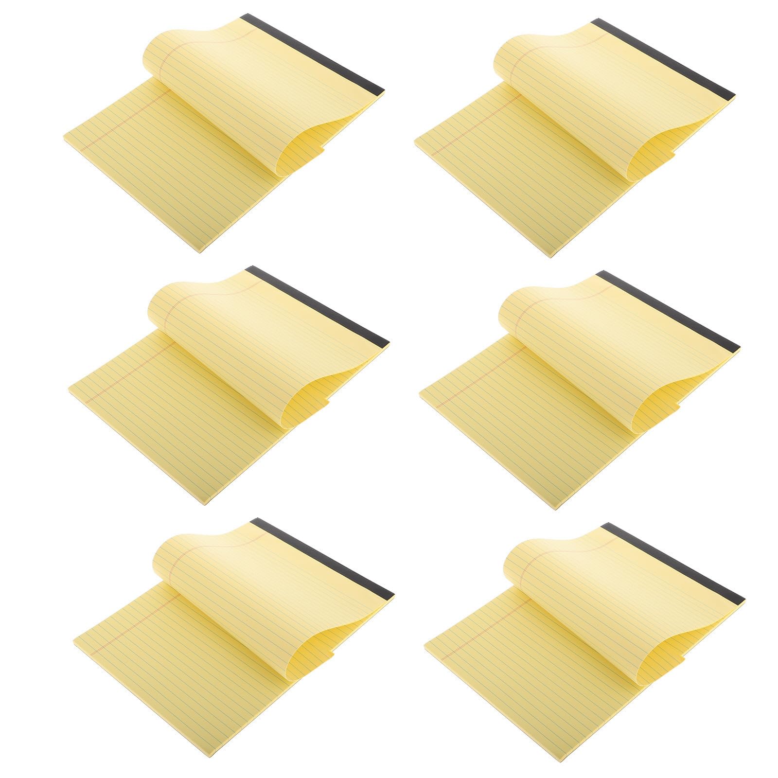 Blocco Note Giallo A4 in Polpa di Legno 6 Pezzi con Pagine a Righe e Layout Sezionato per Uso Quotidiano, Appunti e Scuola