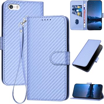 Compatible iPhone 5 Case, Book-style iPhone SE Case, Book-style First Generation Carbon Fiber-style iPhone 5s Case, Stylish and Simple iPhone SE1 Case Overflowing with Lightweight, Slim