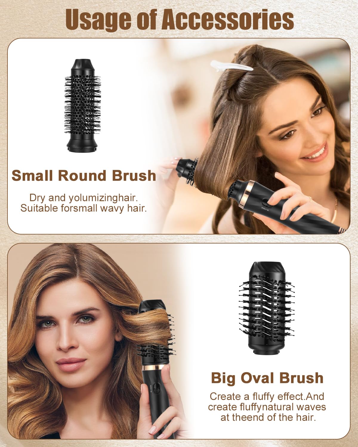 Cepillo Secador De Pelo 6 en 1, Cepillo de Aire Caliente,Cepillo Alisador Pelo,Secador de Pelo,Rizador Automático,Hermal Brush,Moldeador Pelo Voluminizador, 3 Temperaturas, Para Seca, Alisa, Volumen