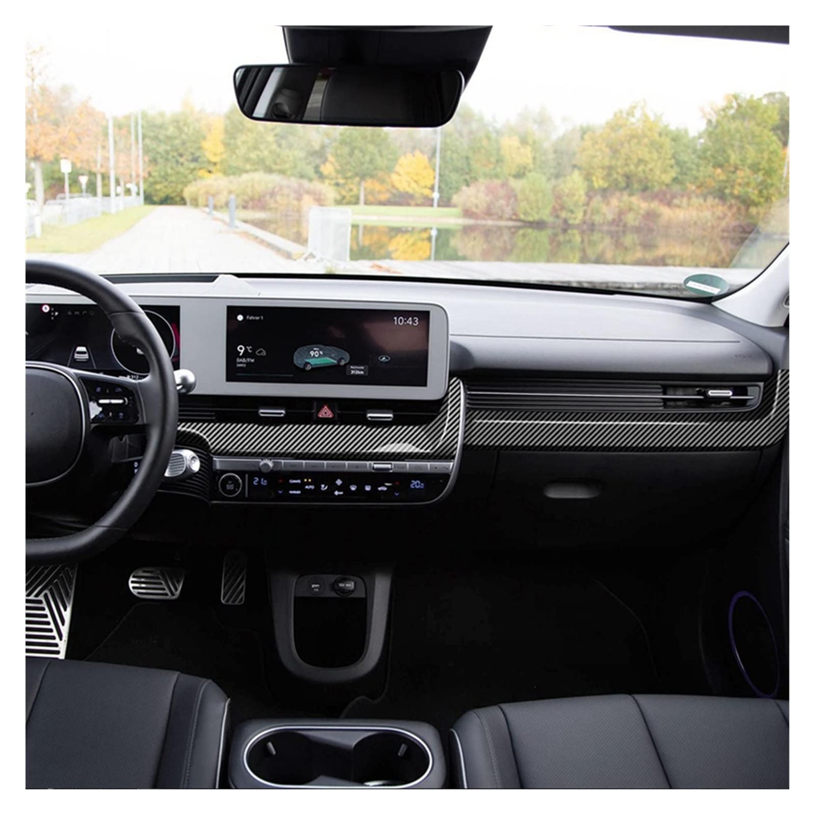 Centralne sterowanie samochodu z włókna węglowego osłona panelu wylotu powietrza tapicerka pasuje do Hyundai Aini Krypton 5 IONIQ 2022 Auto akcesoria do wykończenia straż zestawy naklejek