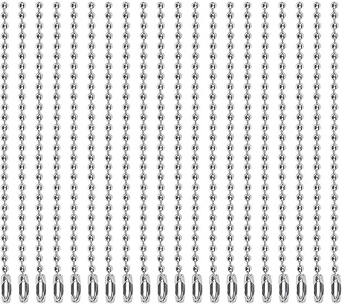 Miniatura 5 de 150 cadenas de cuentas de 3.937 in de 4 pulgadas con cierre de conector de bola, anillos de llavero de 0.09 pulgadas de diámetro, cadena de metal de