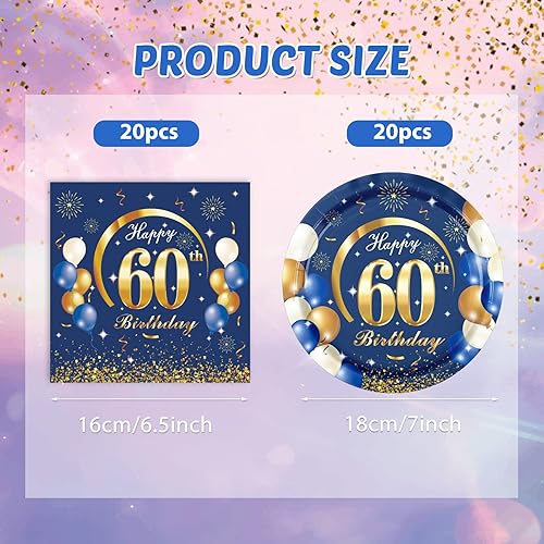 Miniatura 36 de 40 decoraciones de cumpleaños número 70 para hombres, azul marino y dorado, decoraciones de fiesta de feliz cumpleaños, incluye platos, servilletas