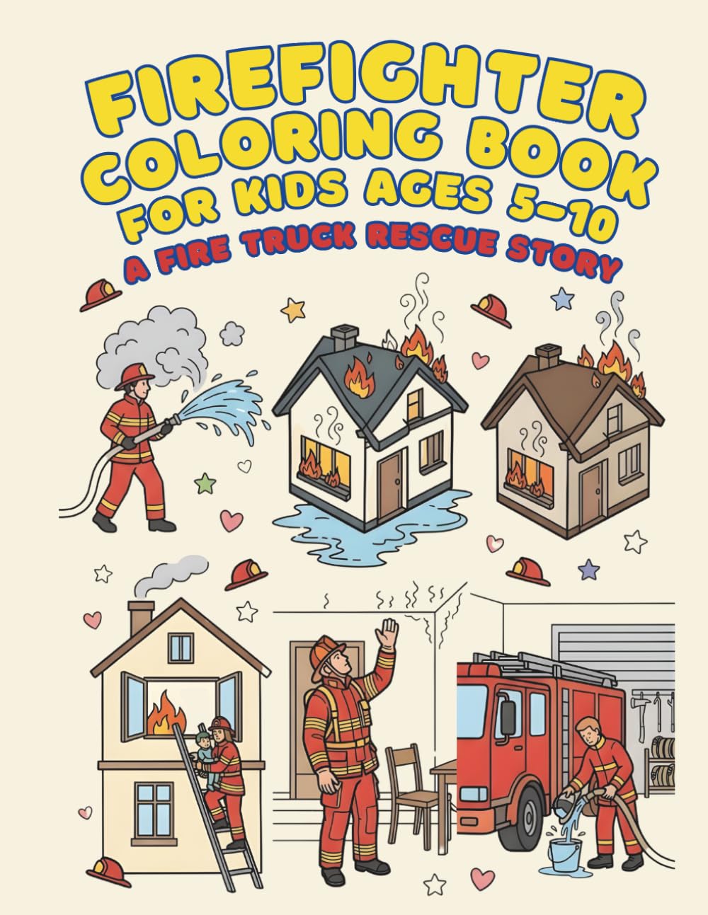 Firefighter Coloring Book for Kids Ages 5-10: A Fire Truck Rescue Story: A Fun Firefighter Adventure with Simple Scenes, Rescue Missions, and Engaging Story-Based Coloring Pages