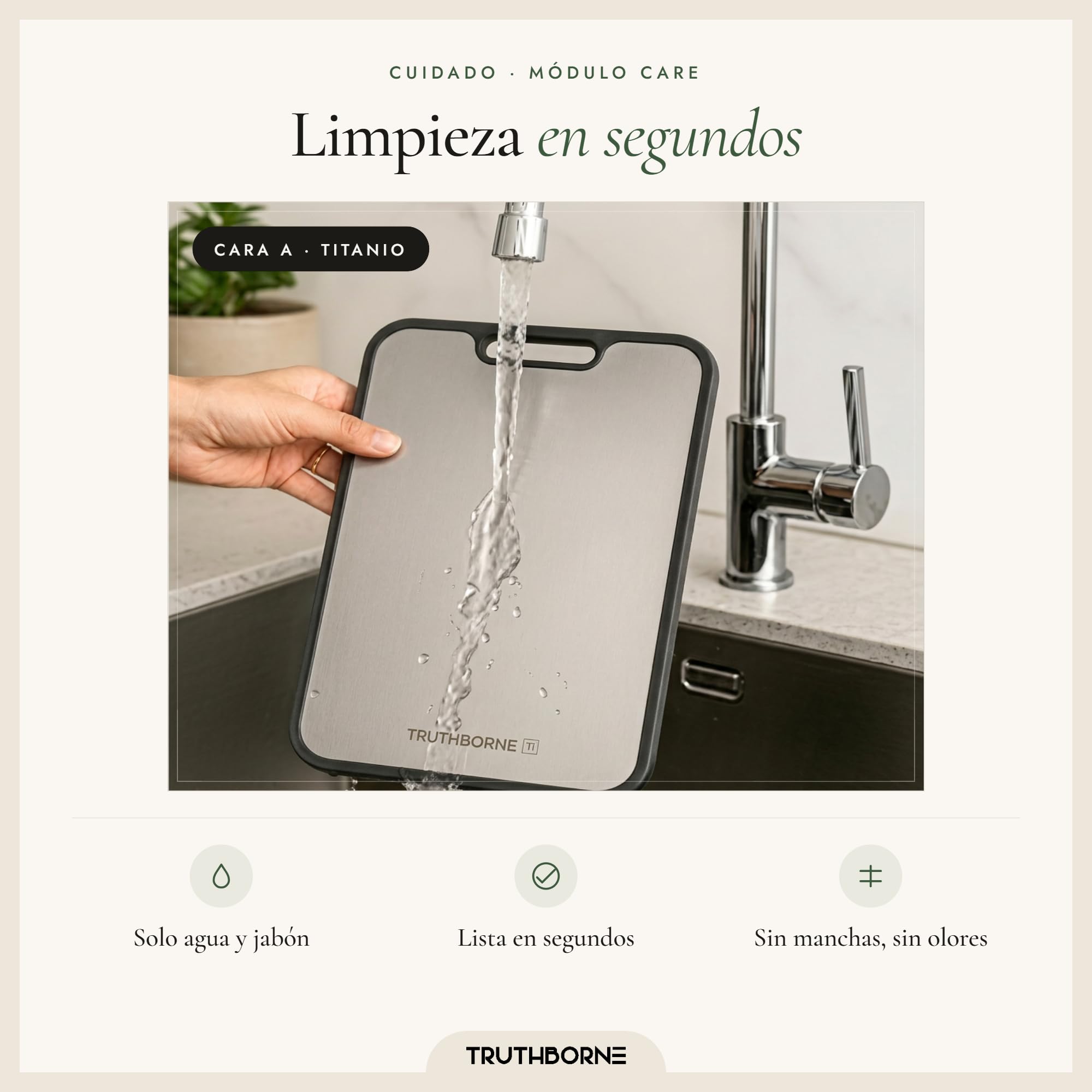 Tabla de Cortar Titanio 100% Puro Grado Alimentario – Doble Cara: Titanio + Fibra Natural 38,5×26,5 cm – Antibacteriana, Antideslizante, Sin Olores ni BPA – Tabla Cortar Cocina Premium
