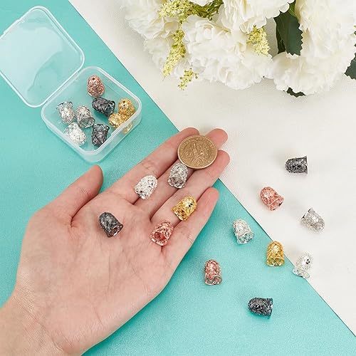 Miniatura 10 de PH PandaHall 340 tapas espaciadoras de cuentas doradas y plateadas, tapas de cuentas de flor, tapas de extremo de metal, espaciadores de cuentas