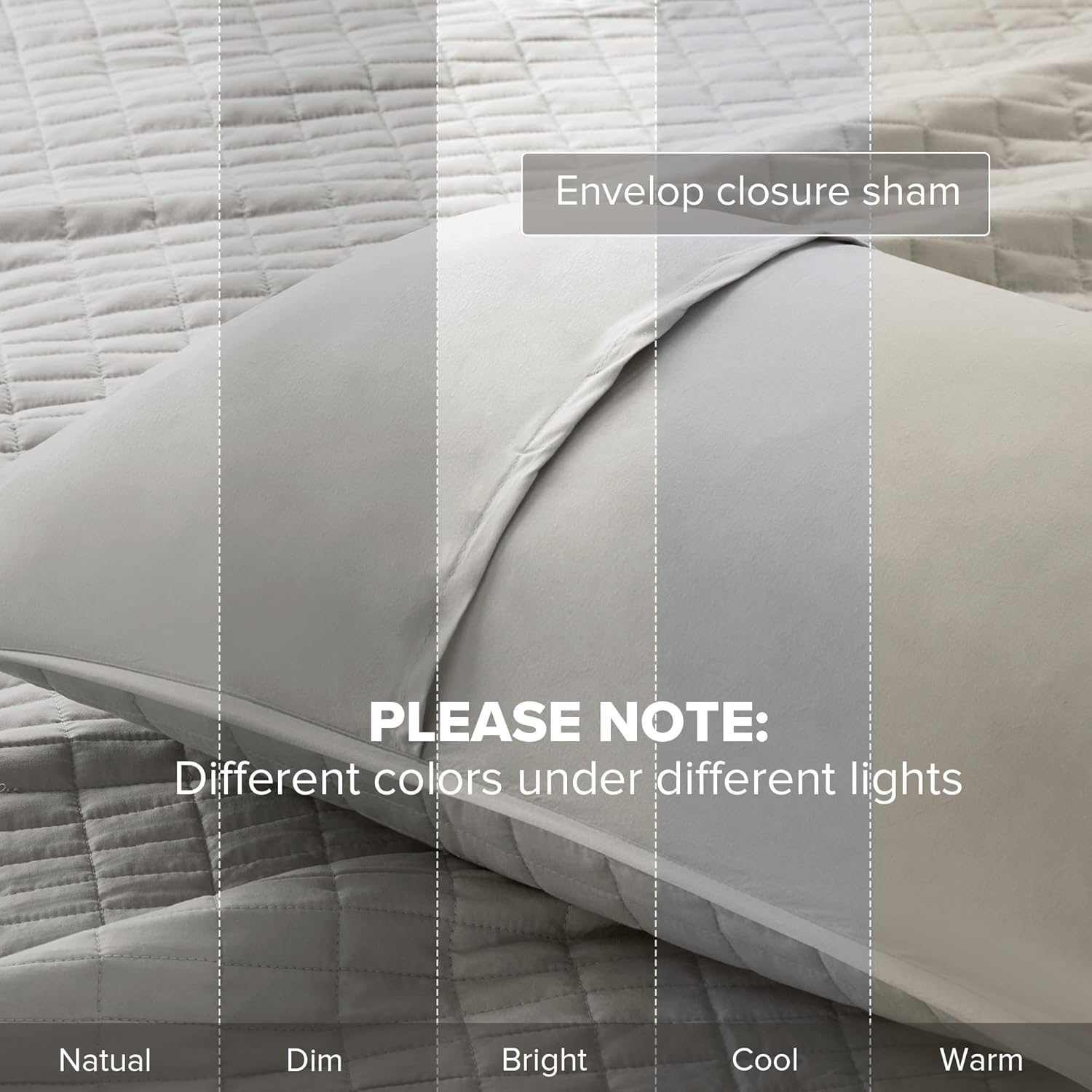 Comfort Spaces Kienna Quilt Set- Double Sided Stitching Design Summer Blanket, Lightweight, Soft, All Season Bedding Layer, Matching Sham, Grey, Coverlet Twin/Twin XL(66"x90") 2 Piece - Image 6