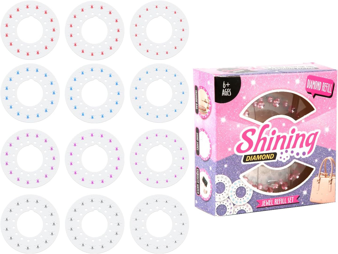 12 Sheets Hair Bedazzler Refill Gems, Colorful Hair Gem Stamper Refill Bling Bling Hair Gems