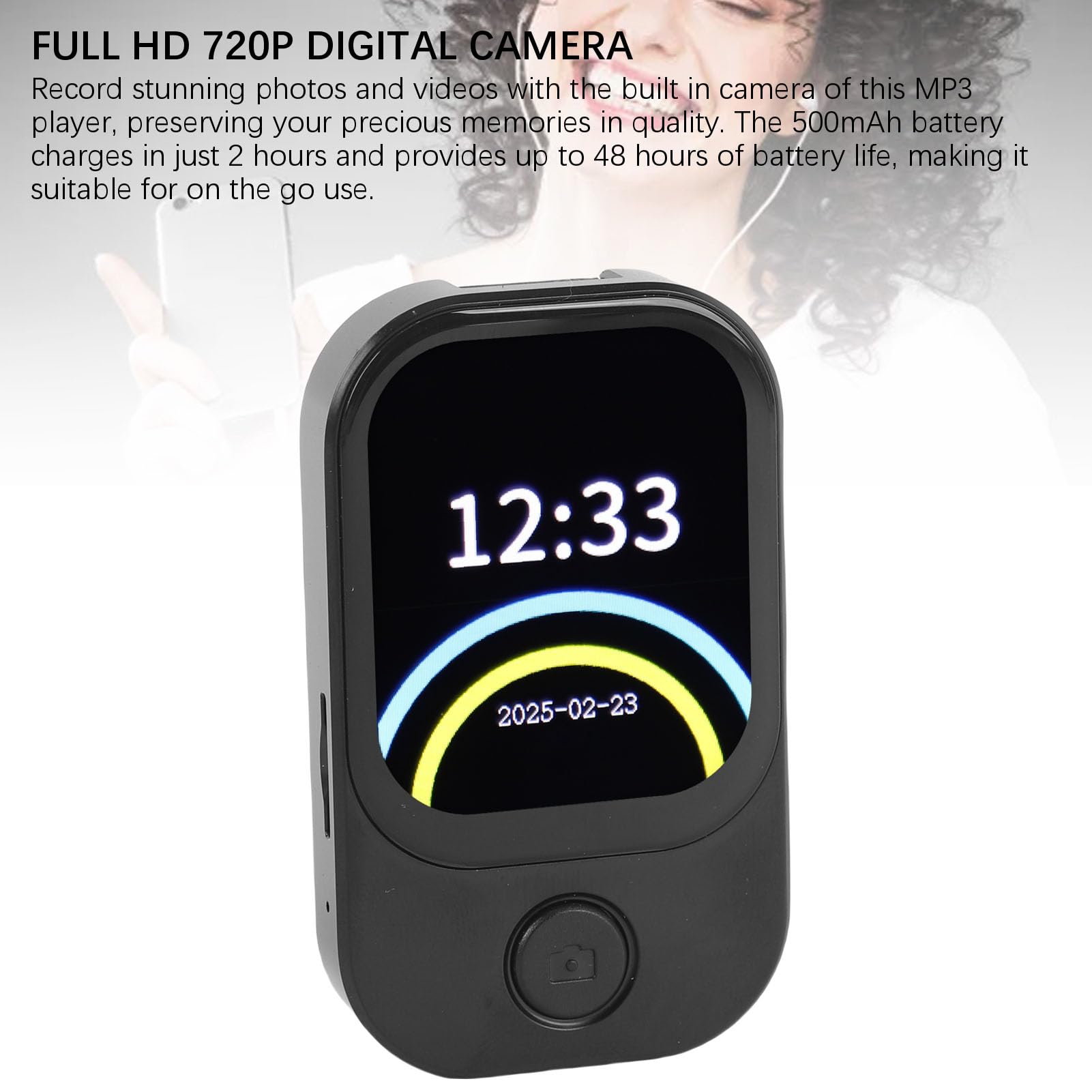 Jectse Mp3 Odtwarzacz z Aparatem, Odtwarzacz Muzyki Mp3 Wielofunkcyjny na Zewnątrz (128G Mała karta pamięci)