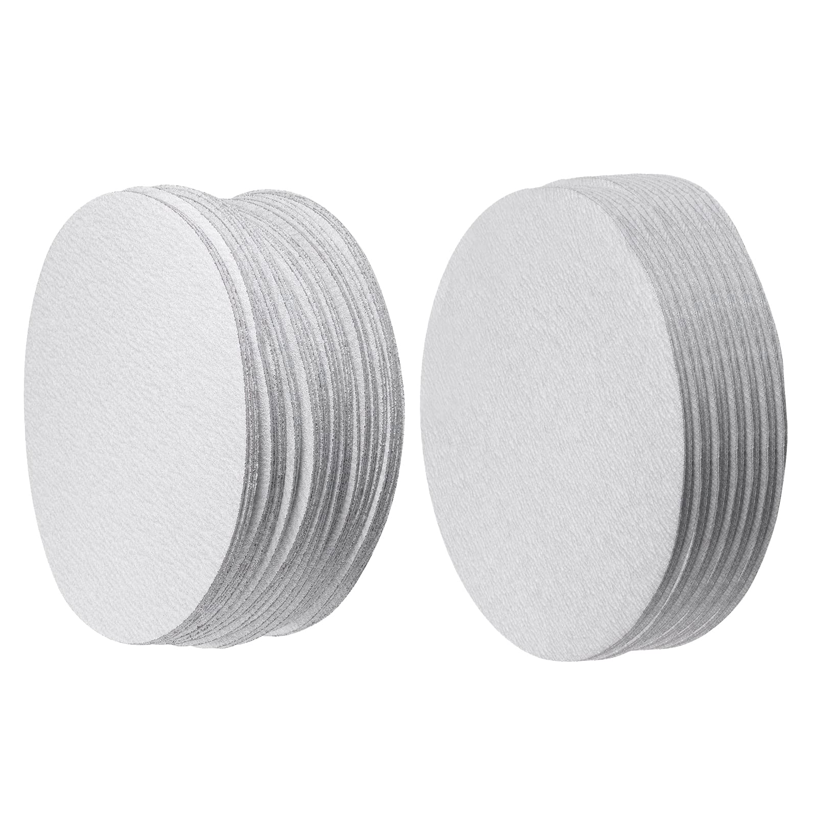 uxcell 100 Pcs 6-Inch Aluminum Oxide White Dry Hook and Loop Sanding Discs 180 Grit & 320 Grit Flocking Sandpaper