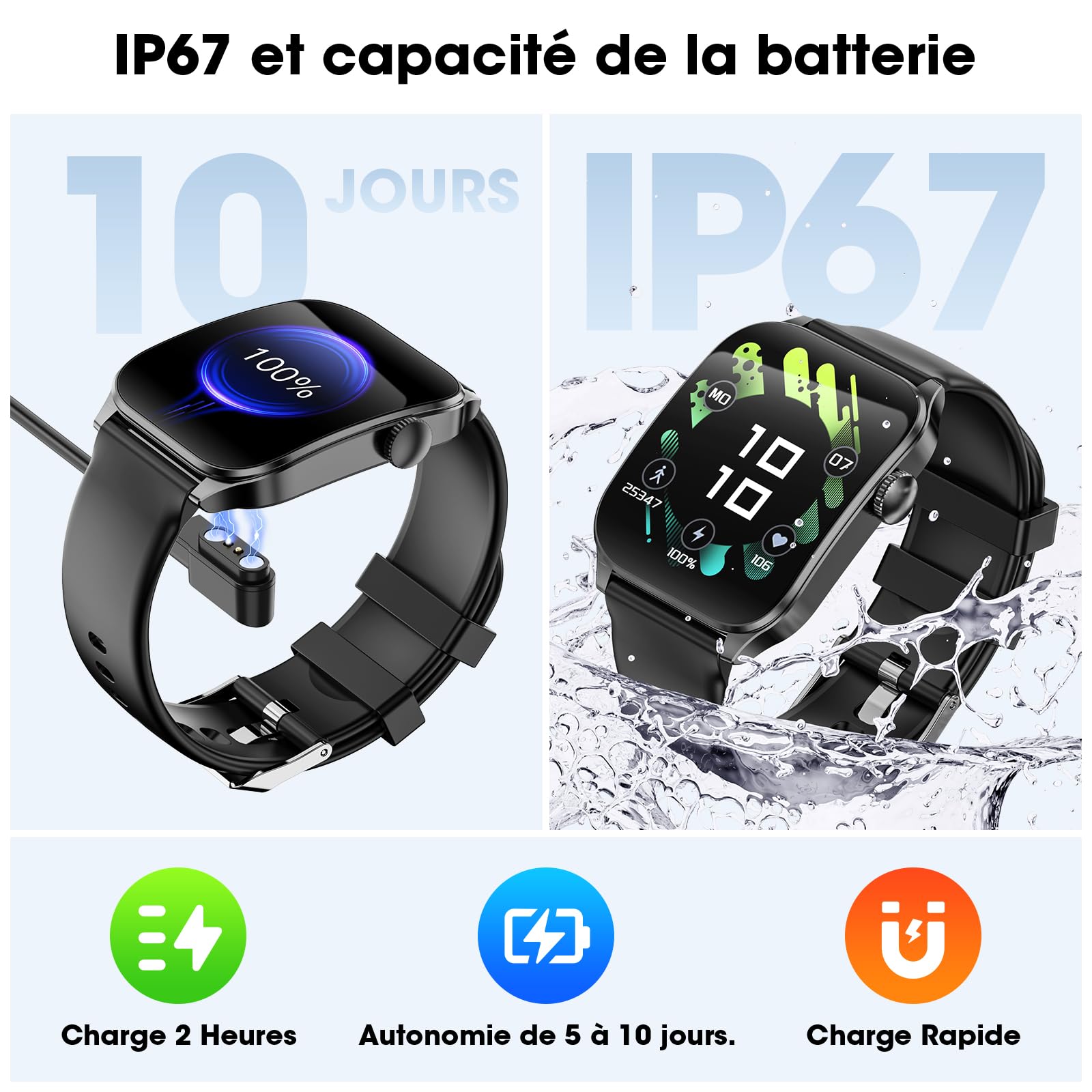 Smartwatch Uomo Donna, 1,91"Schermo Curvo HD Orologio, Chiamate Bluetooth, Sportwatch con 100+ Modalità Sportive, Cardiofrequenzimetro/Monitoraggio sonno/Contapassi, Impermeabile IP67 con Android IOS
