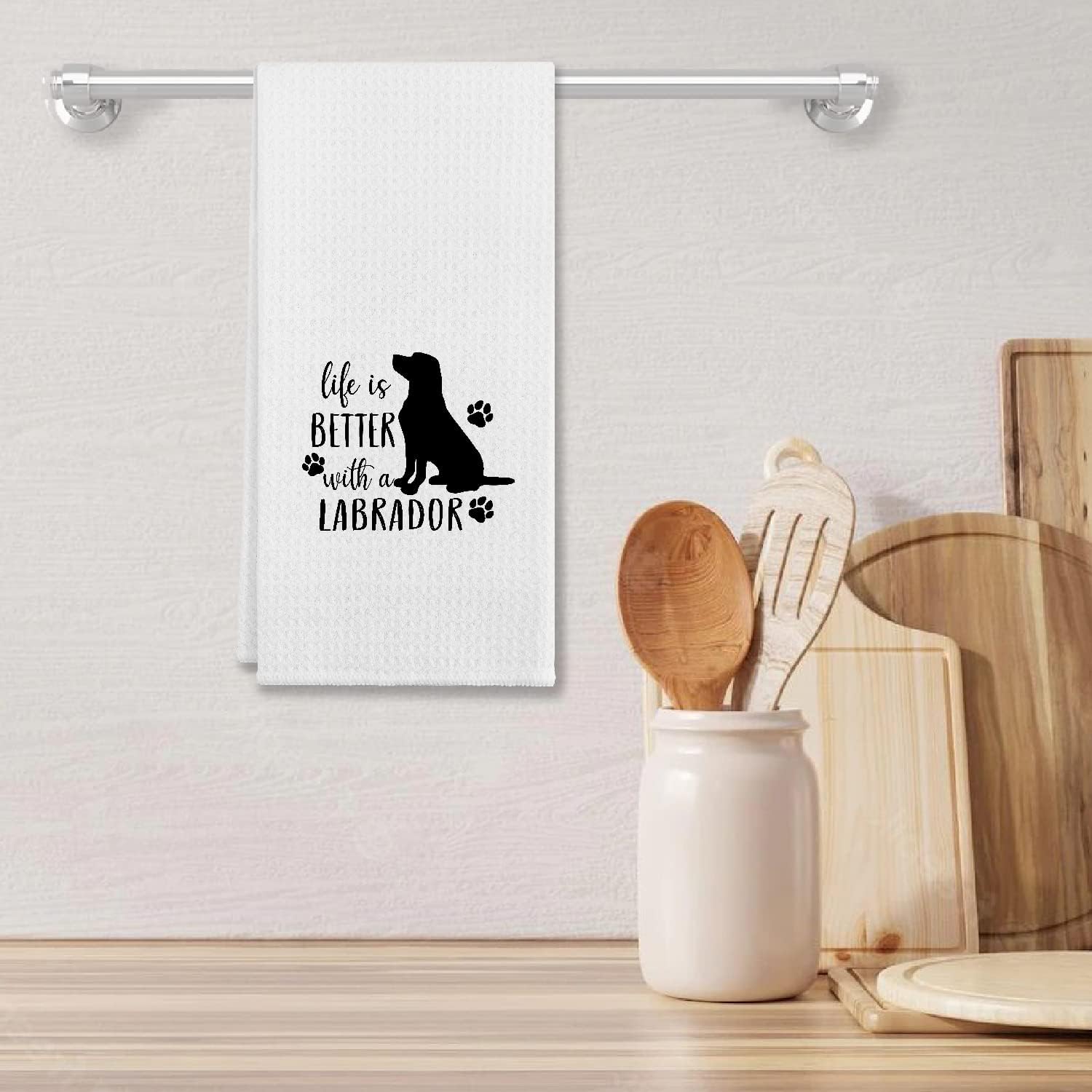 Life Is Better With A Labrador Dog Paws Kitchen Towels & Tea Towels, Dish Cloth Flour Sack Hand Towel for Farmhouse Kitchen Decor,24 X 16 Inches Cotton Modern Dish Towels Dishcloths,Dog Lovers Gifts - Image 3