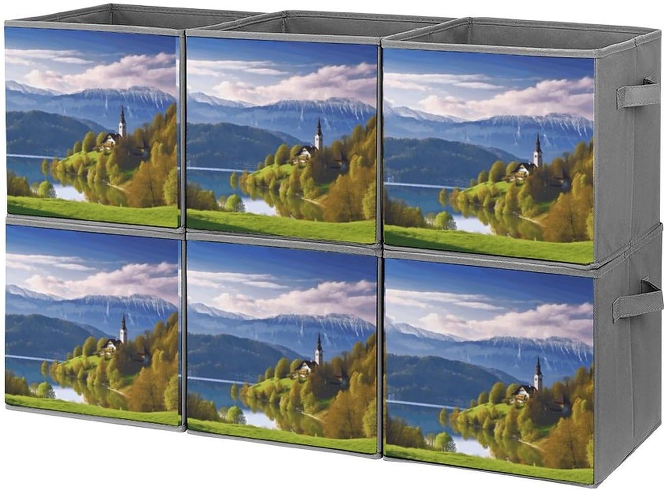 Slovenia Landscape Storage Cubes Set of 6 Storage Bins with Handles Collapsible Storage Basket Fabric Storage Box for Shelves Large Closet Shelf Organizer for Organization 11 Inch