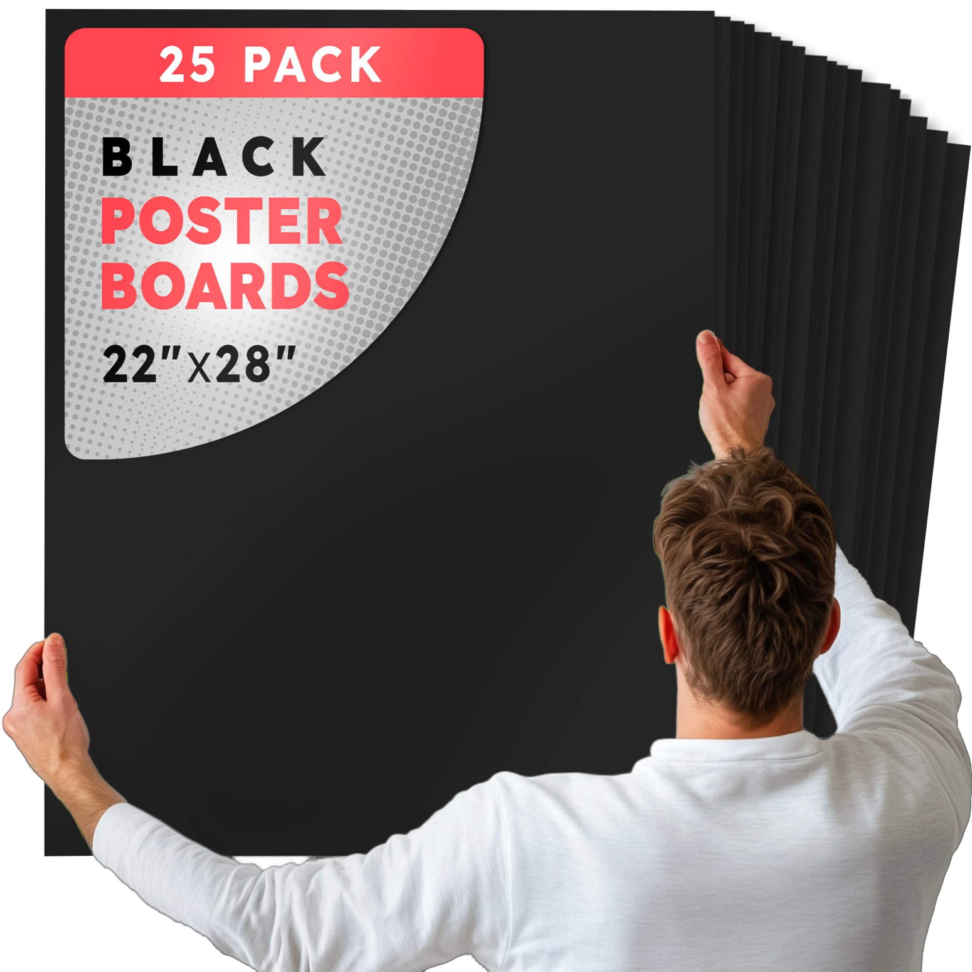 Hygloss Black Poster Board 22 x 28-25 Count Bulk Pack, 10 Pt. Thickness