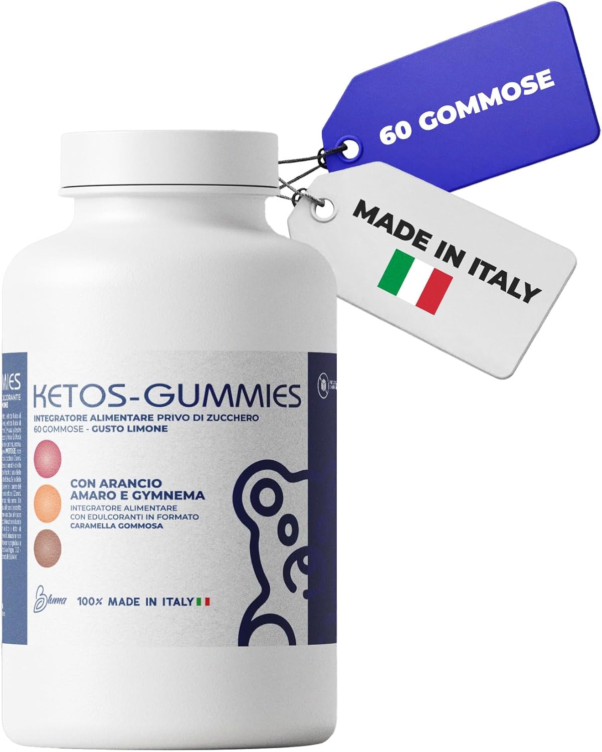 Bluma Ketos Natural Gummies for Keto Diet Made in Italy – Ketogenic Diet Natural Products, Gymnema and Griffonia – Blocks Powerful Nervous Hunger, Lemon Flavour