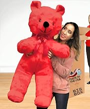 4-Foot Giant Red Teddy Bear 48 Inches Big Soft Plush Animal Fully Stuffed in Gift-Friendly Big Box, Impressive Heavy Weighted Plushie Weighs 10 Pounds Made in The USA