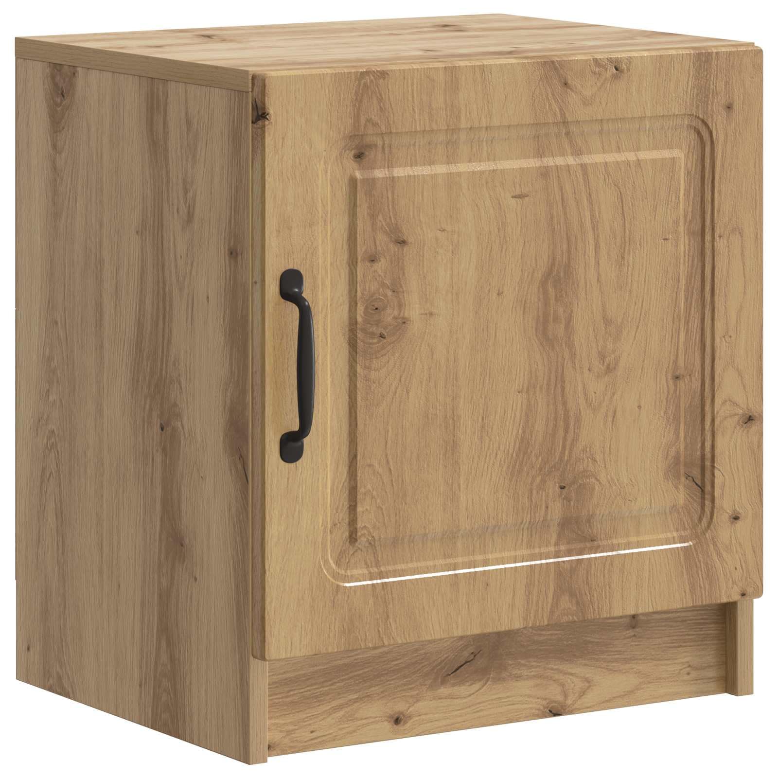 Table de chevet avec porte et poignée noire, meuble de rangement compact en chêne