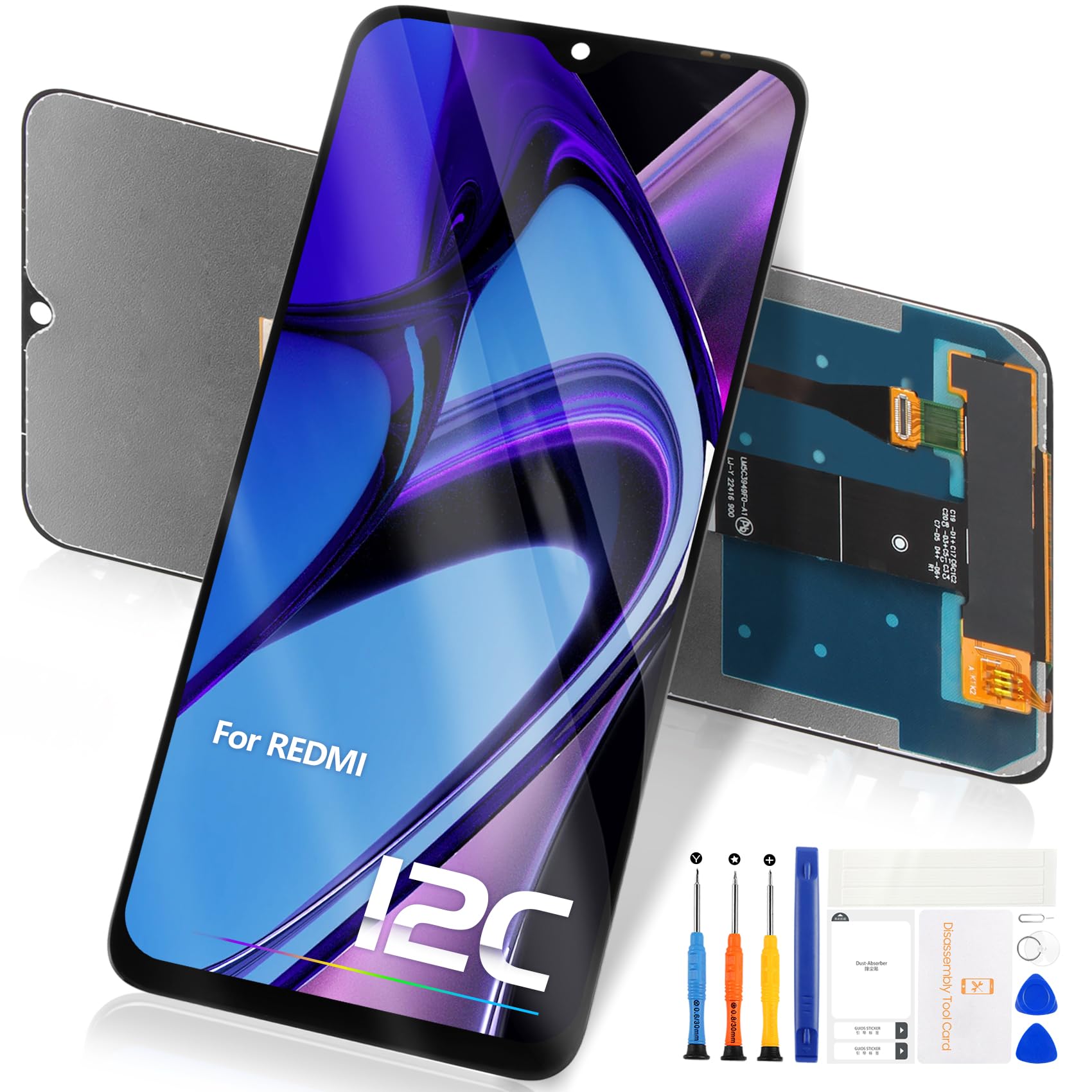 Kit Schermo LCD+Touch Per Xiaomi Redmi 12C 6.71” – Modelli 22120RN86G, 22120RN86I, 22126RN91Y, 2212ARNC4L, Sostituzione Con Strumenti Inclusi, Alta Luminosità E Touch 3D