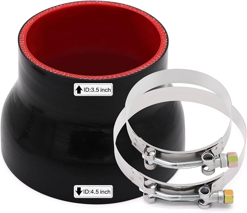 Mangueira Redutora Reta de Silicone 4 Camadas para Intercooler 89–114 mm TuoLauthon – Kit com 1 Mangueira e 2 Abraçadeiras