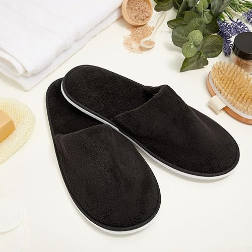Vista 3 de Juvale 12 Pairs Disposable Slippers for Guests, Bulk Pack for Hotel, Spa, Shoeless Home, (US Men Size 11, Women 12)